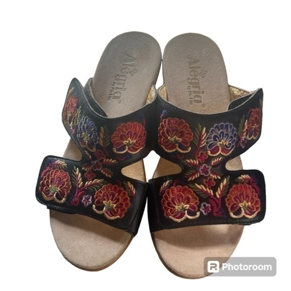 Alegria embroidered strapping sandals